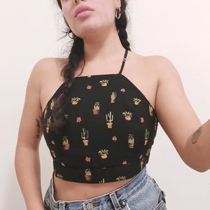 Black crop top blouse
